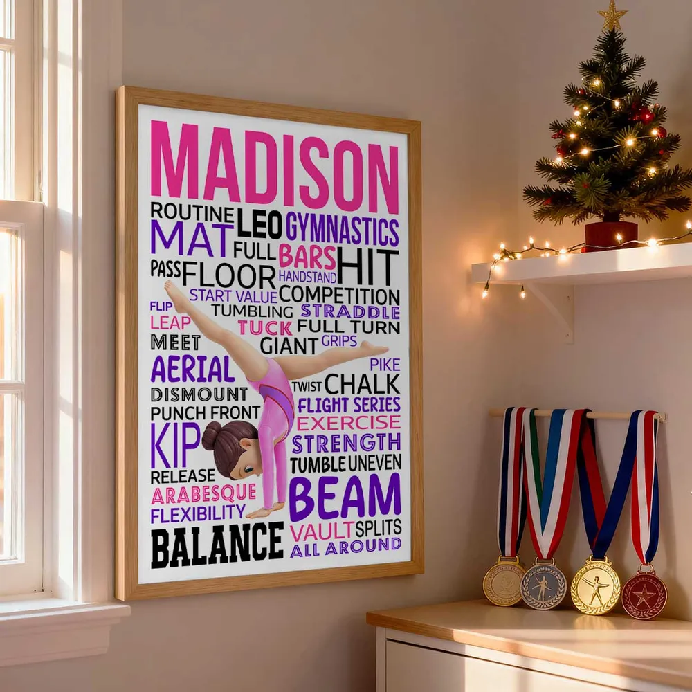 Personalized Gymnast Word Art Poster for a Daughter or Granddaughter, Cartwheel Pose Wall Decor, Unique Gift - Image 7