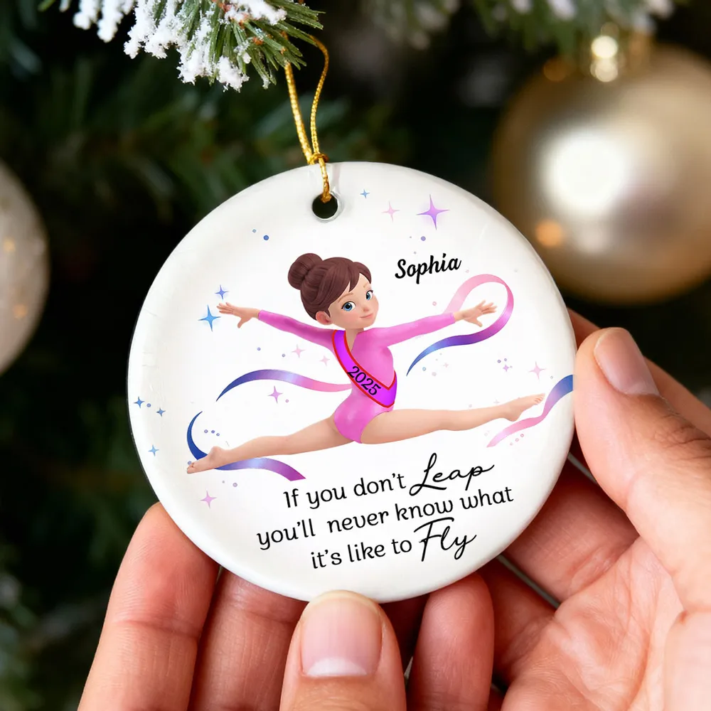 Ceramic Ornament with Inspirational Gymnast Quote - Sweet Holiday Keepsake and Creative Gift for a Young Gymnast - Image 2