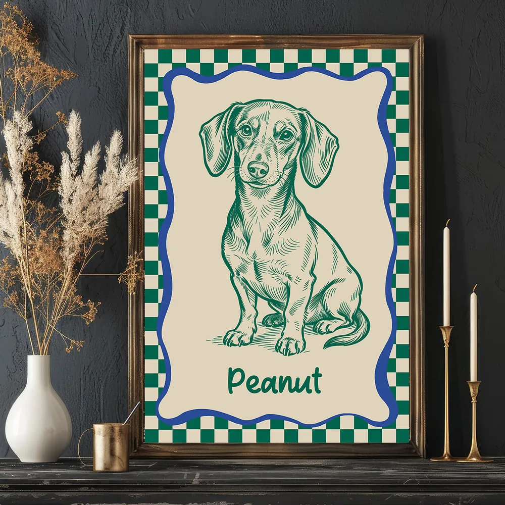 Personalized Dog Portrait Poster Modern Blue Line Art Wall Decor, Unique Creative Gift for Dog Lovers - Image 12