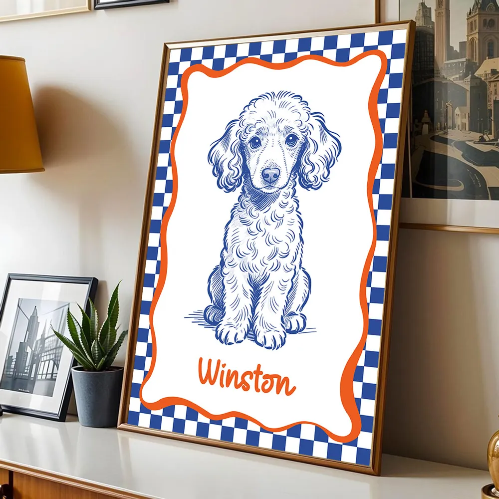 Personalized Dog Portrait Poster Modern Blue Line Art Wall Decor, Unique Creative Gift for Dog Lovers - Image 7
