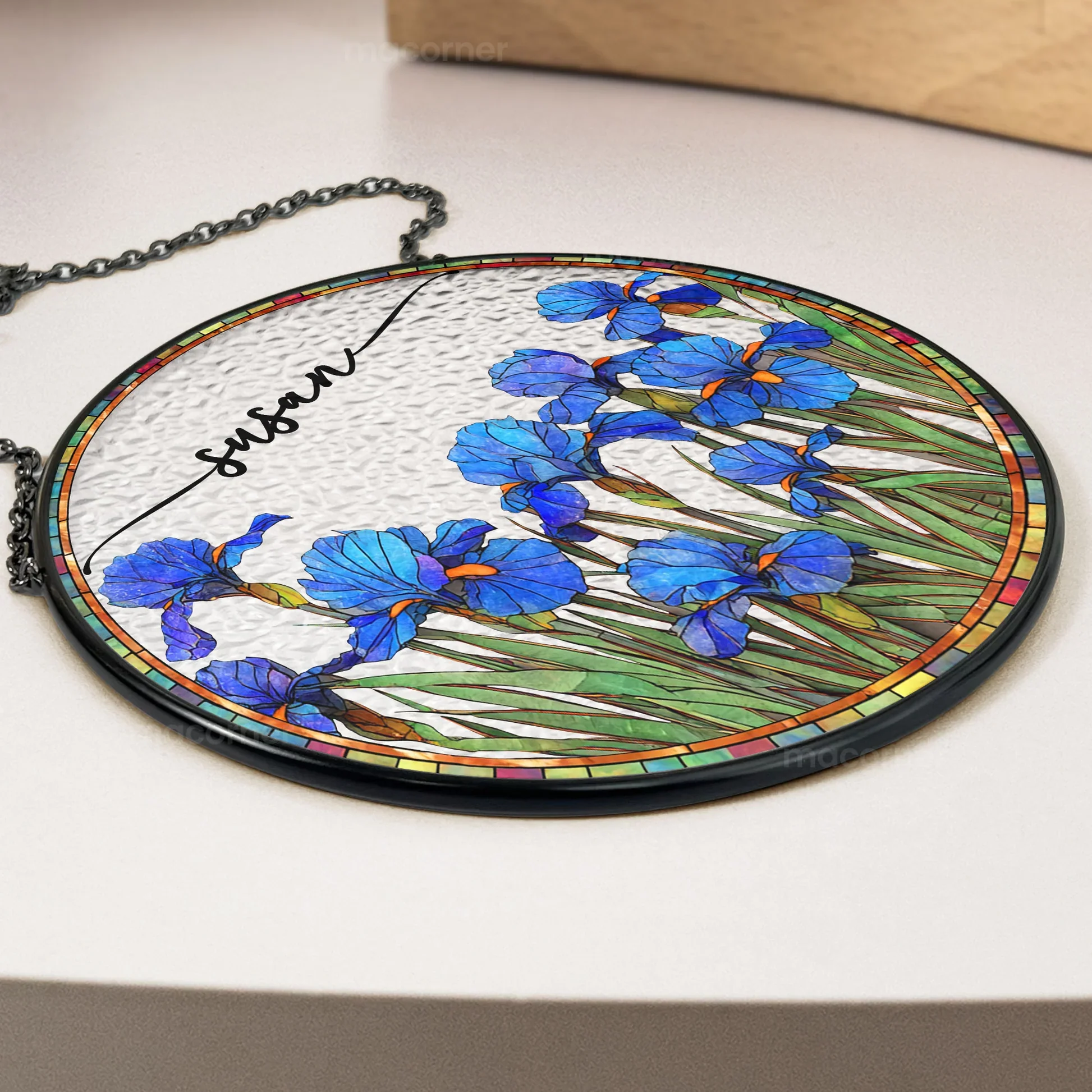 Personalized Birth Flower Glass Suncatcher Ornament for Window Display, Bright Stained Glass Style, Unique Gift for Mom - Image 5