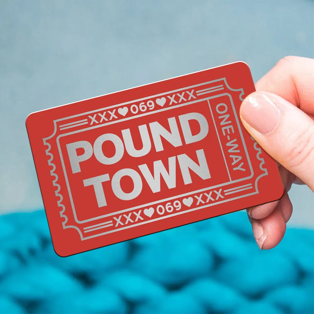 Personalized Pound Town Ticket Metal Wallet Card, Funny Couple Gift for Boyfriend or Husband, Slim Modern Keepsake - Image 5