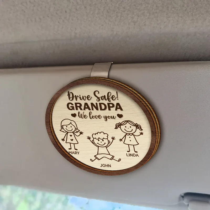 Personalized Car Visor Clip with Drive Safe Daddy Message and Cute Stick Figure - Unique Gift for Dad - Image 6