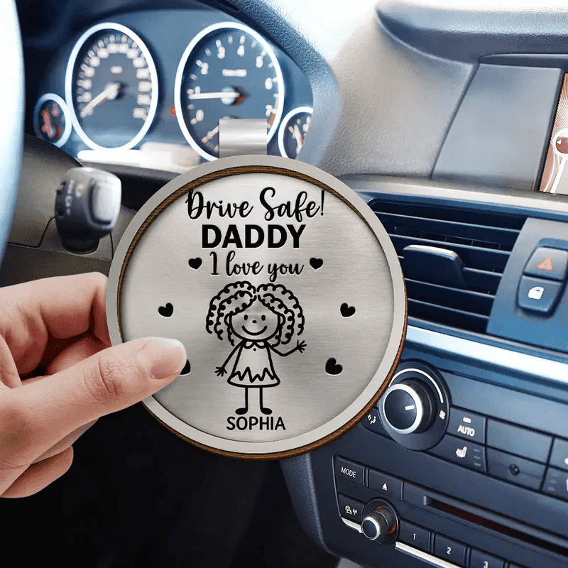 Personalized Car Visor Clip with Drive Safe Daddy Message and Cute Stick Figure - Unique Gift for Dad - Image 7