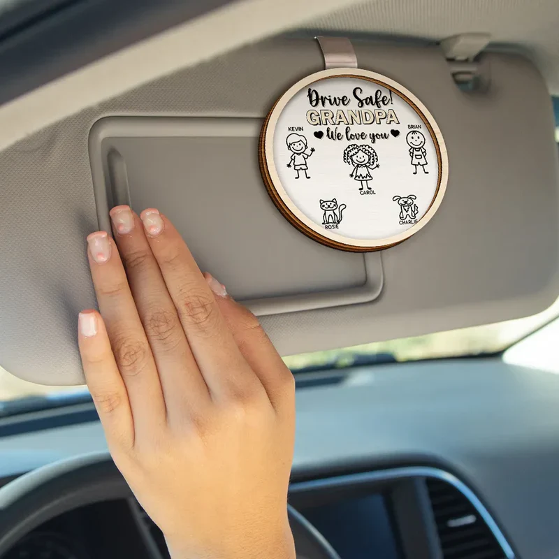 Personalized Car Visor Clip with Drive Safe Daddy Message and Cute Stick Figure - Unique Gift for Dad - Image 8
