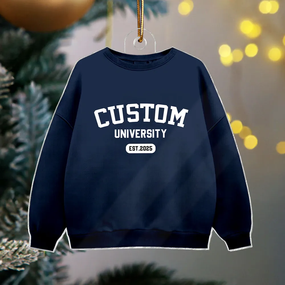 Personalized School Spirit Acrylic Ornament Custom University Sweater Look Holiday Decor Unique Gift - Image 2