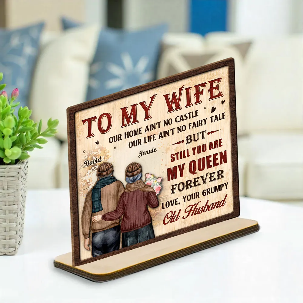 2-Layer Wooden Plaque Personalized To My Wife, Vintage Couple Walking Away Quote Plaque, Unique Romantic Gift - Image 5