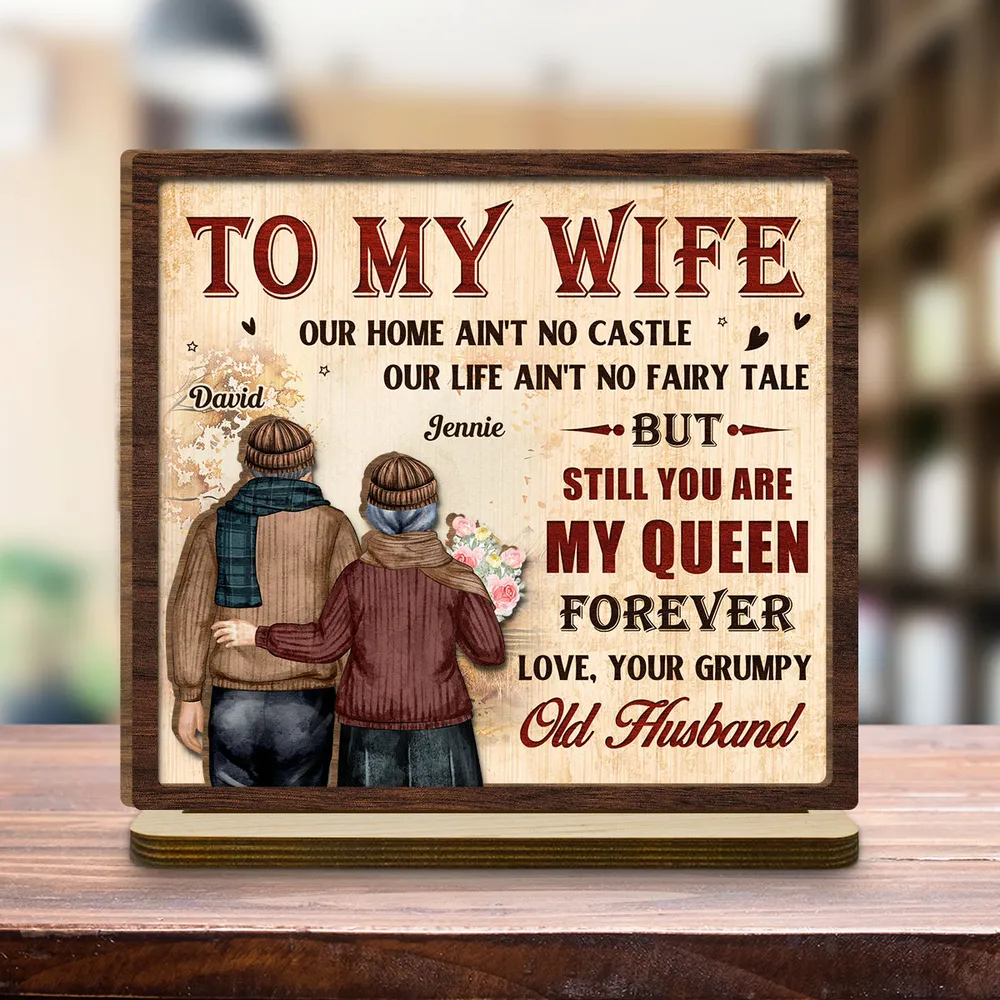 2-Layer Wooden Plaque Personalized To My Wife, Vintage Couple Walking Away Quote Plaque, Unique Romantic Gift - Image 6