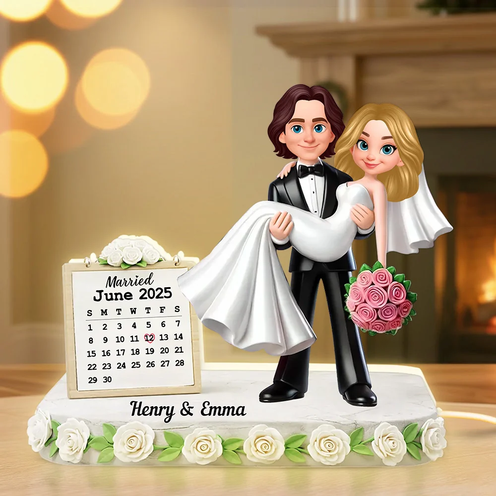 Custom Married Date Acrylic Light Box, Cute Bride and Groom Night Light, Cozy Bedroom Decor, Memorable Couple Gift - Image 3