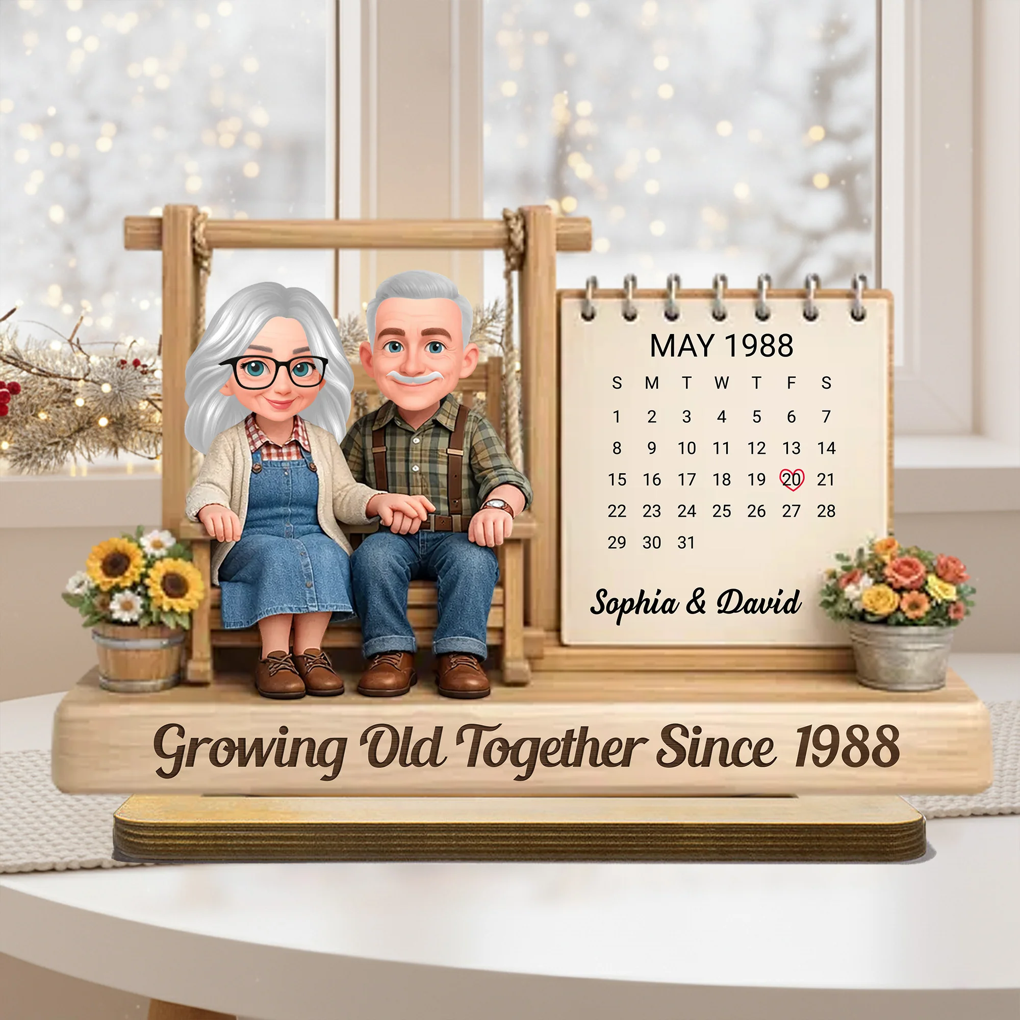 Growing Old Together Personalized 2-Layer Wooden Plaque - Sweet Couple Keepsake for Home Display, Thoughtful Gift for Him or Her - Image 3