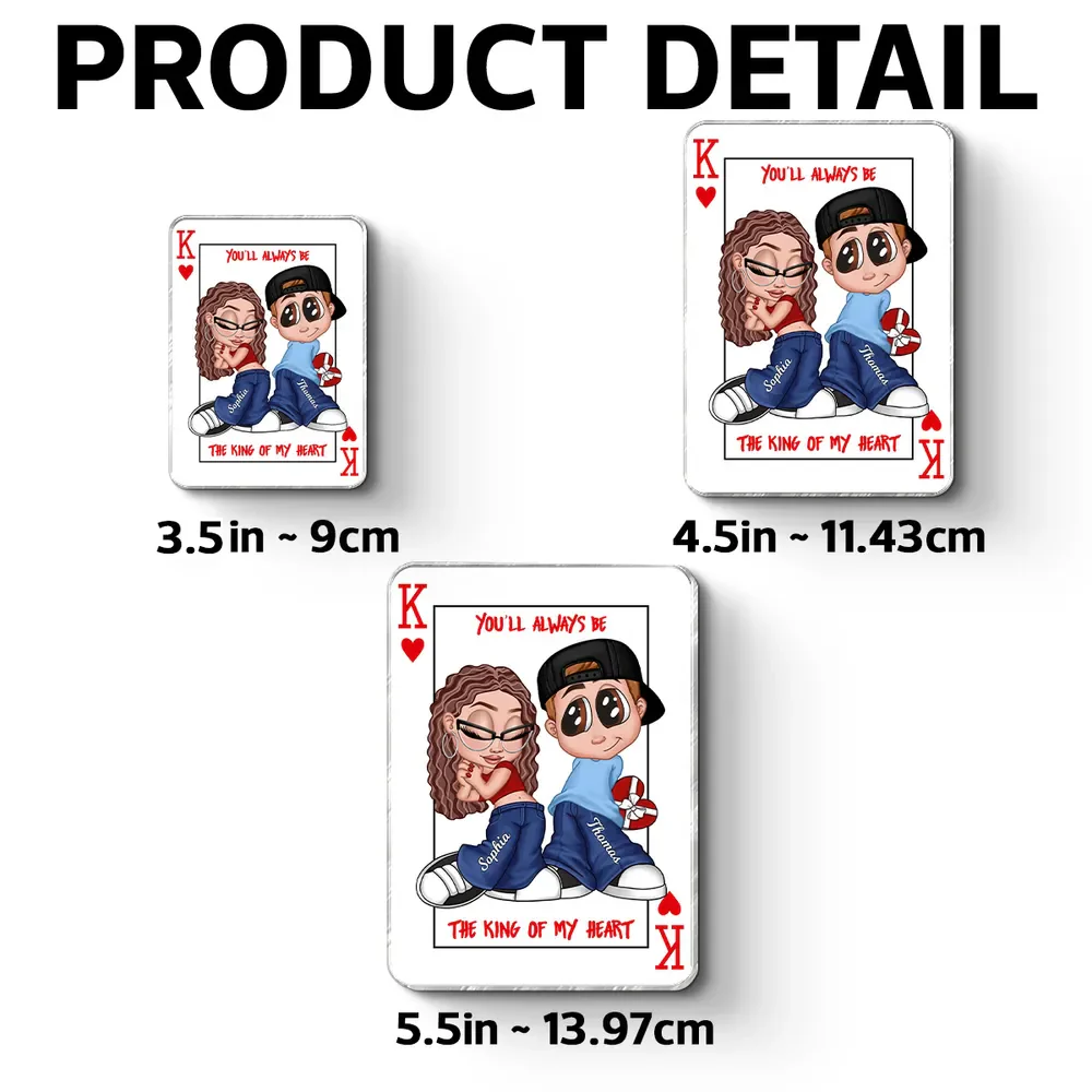 You're King Or Queen Of My Heart Acrylic Fridge Magnet, Y2K Cartoon Couple Playing Card Art, Unique Gift For Him Or Her - Image 4