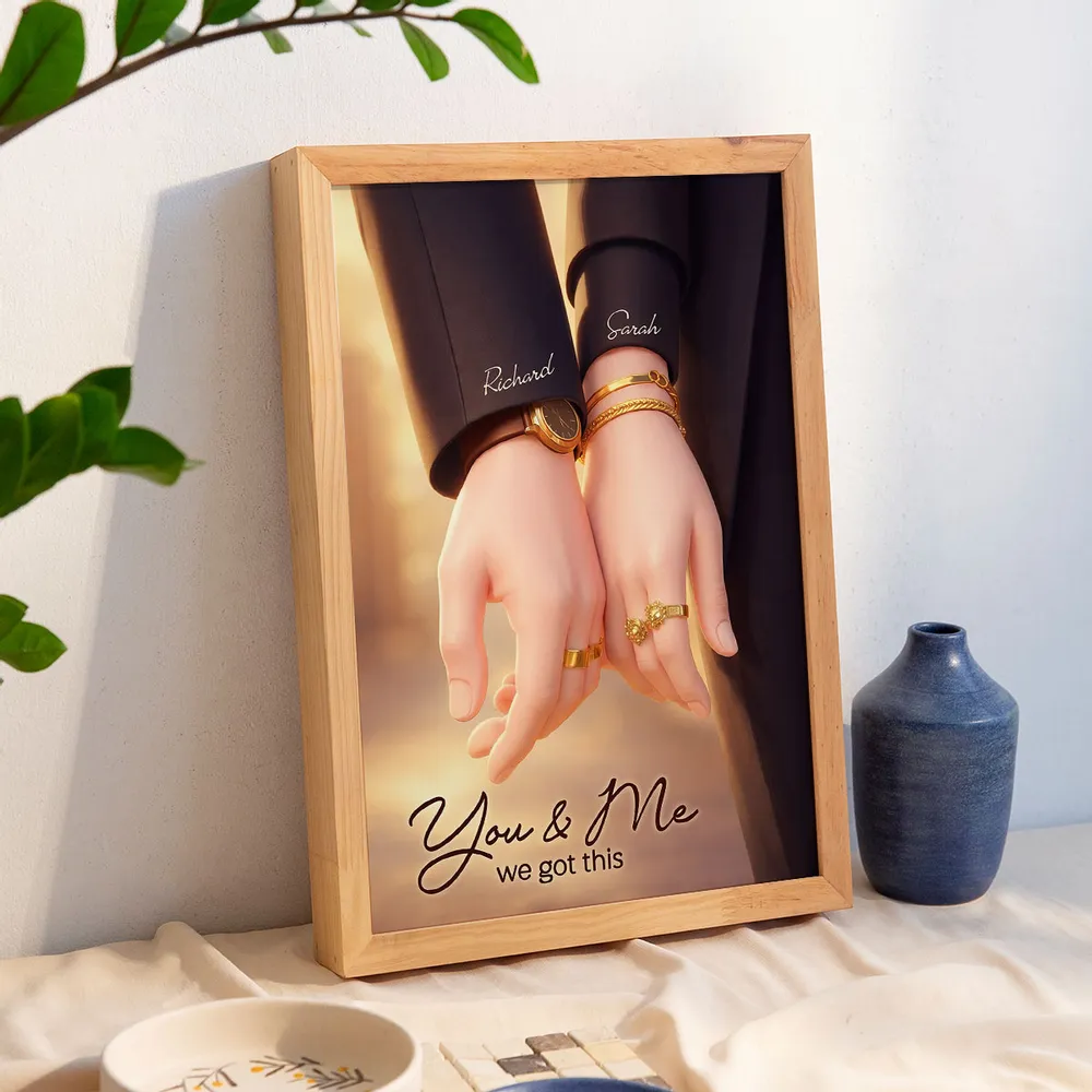 Personalized Couple Holding Hands Poster, You & Me We Got This, Warm Modern Wall Art, Unique Gift for Him or Her - Image 5