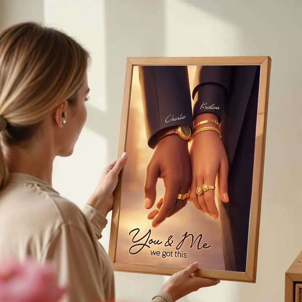 Personalized Couple Holding Hands Poster, You & Me We Got This, Warm Modern Wall Art, Unique Gift for Him or Her - Image 7