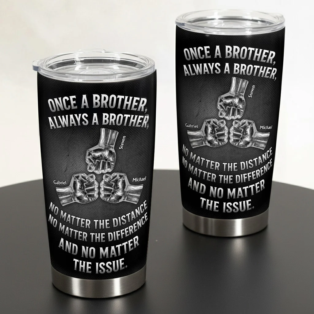 Personalized Insulated Travel Tumbler Brother Quote Fist Bump Design - Unique Gift for Brother, Built for Everyday Coffee - Image 3