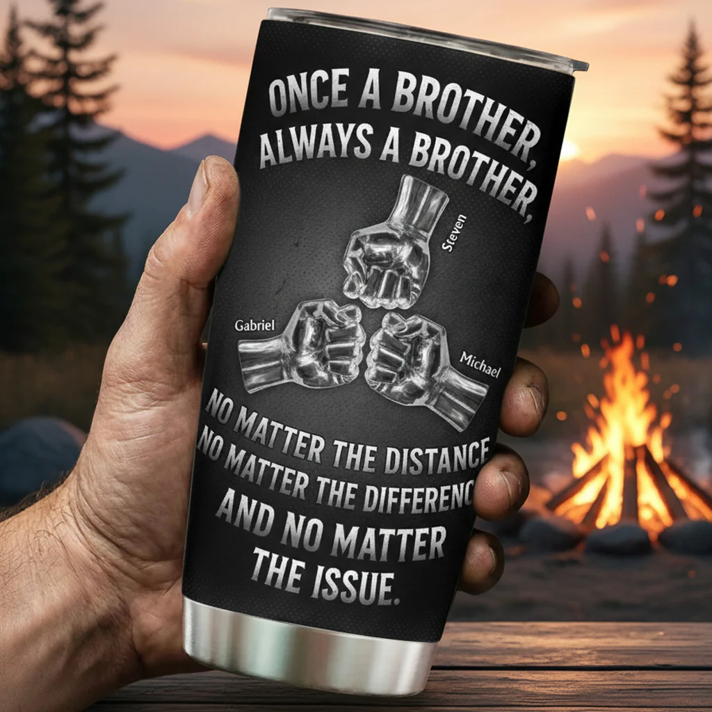 Personalized Insulated Travel Tumbler Brother Quote Fist Bump Design - Unique Gift for Brother, Built for Everyday Coffee - Image 5