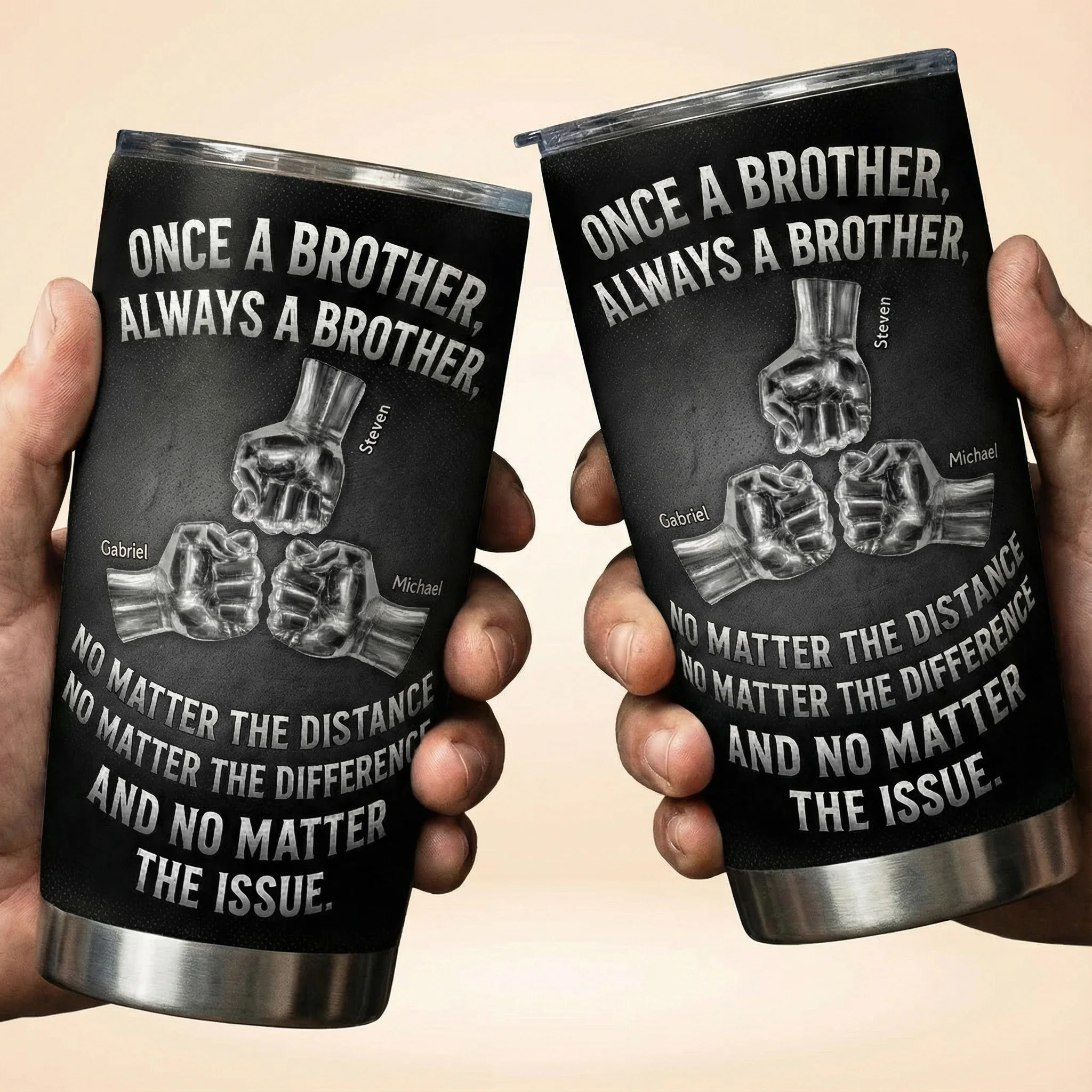 Personalized Insulated Travel Tumbler Brother Quote Fist Bump Design - Unique Gift for Brother, Built for Everyday Coffee - Image 6