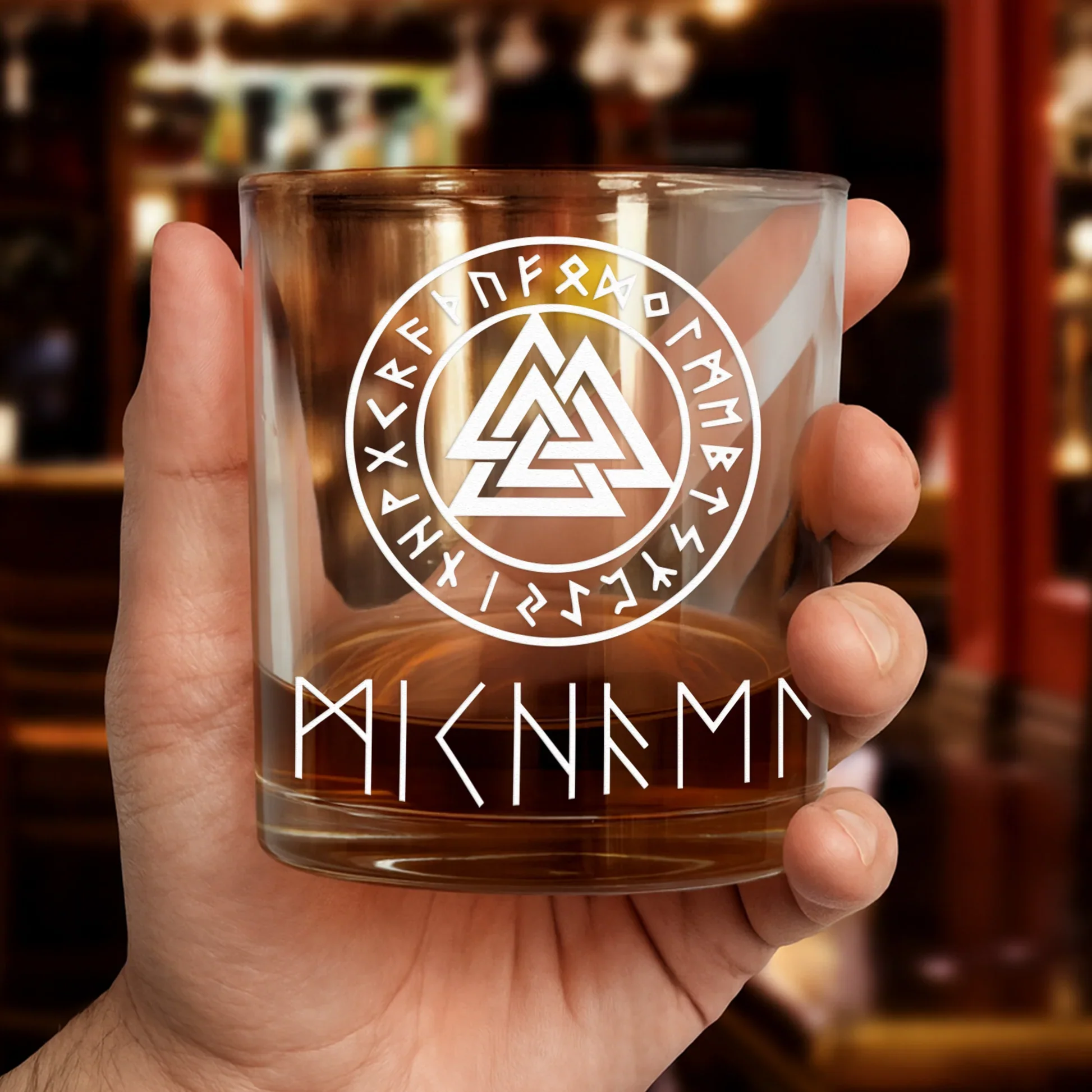 Nordic Rune Whiskey Glass, Personalized Viking-Inspired Design for a Classy Bar Display and Meaningful Gift - Image 3