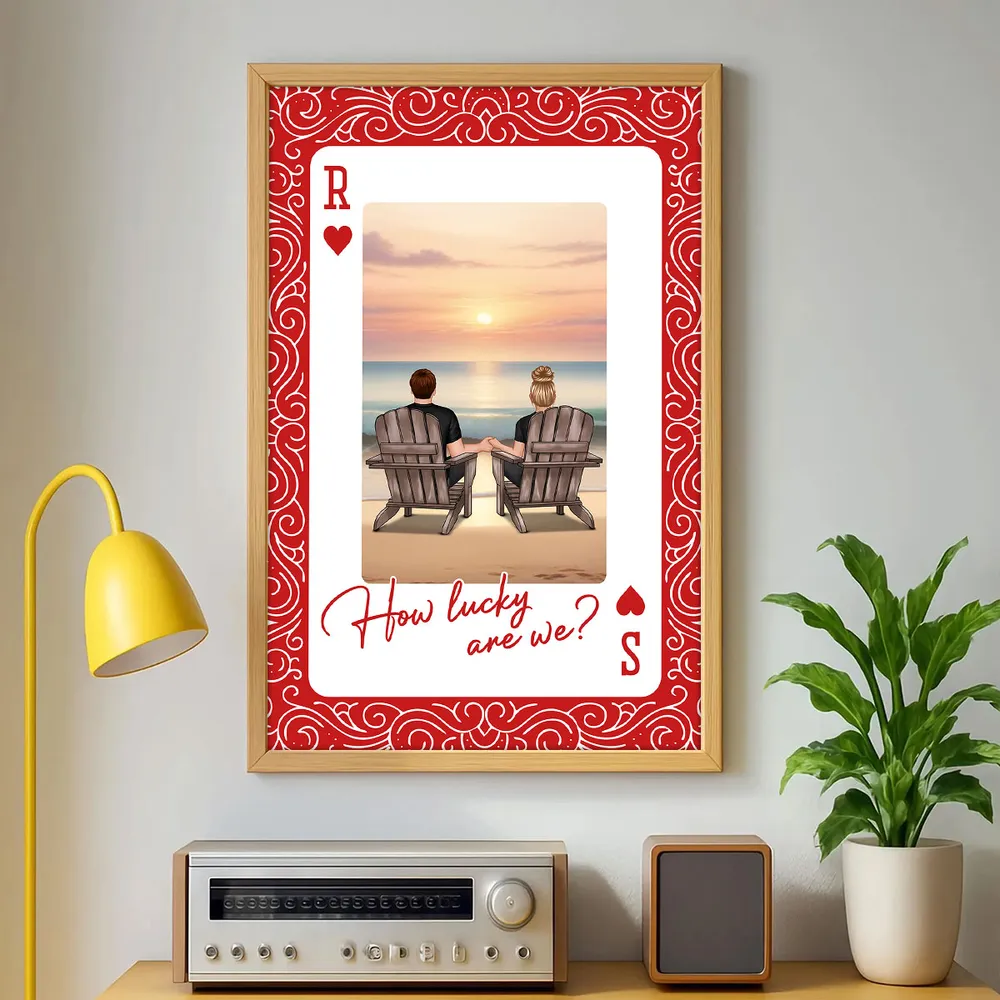 How Lucky Are We Poster, Personalized Couple Beach Sunset Wall Art, Romantic Gift For Couples And New Home Decor - Image 7