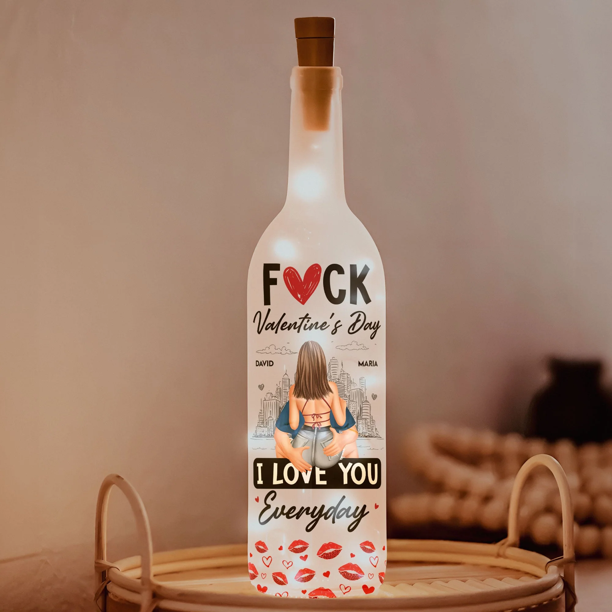 Personalized Bottle Lamp With I Love You Everyday Quote, Warm Glow Bedroom Decor, Unique Gift For Couple - Image 5