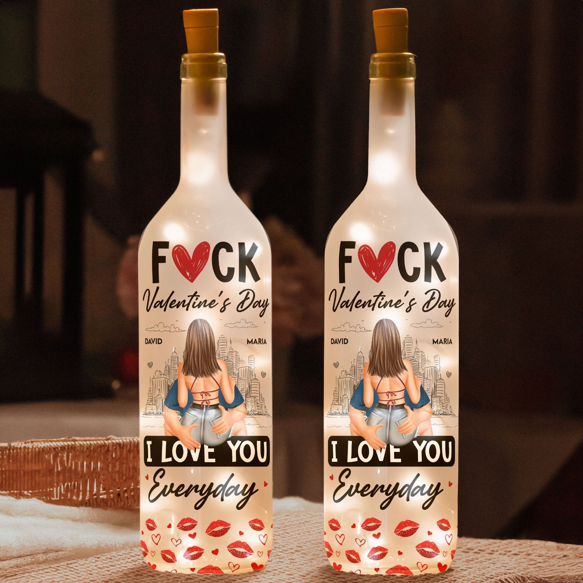 Personalized Bottle Lamp With I Love You Everyday Quote, Warm Glow Bedroom Decor, Unique Gift For Couple - Image 6