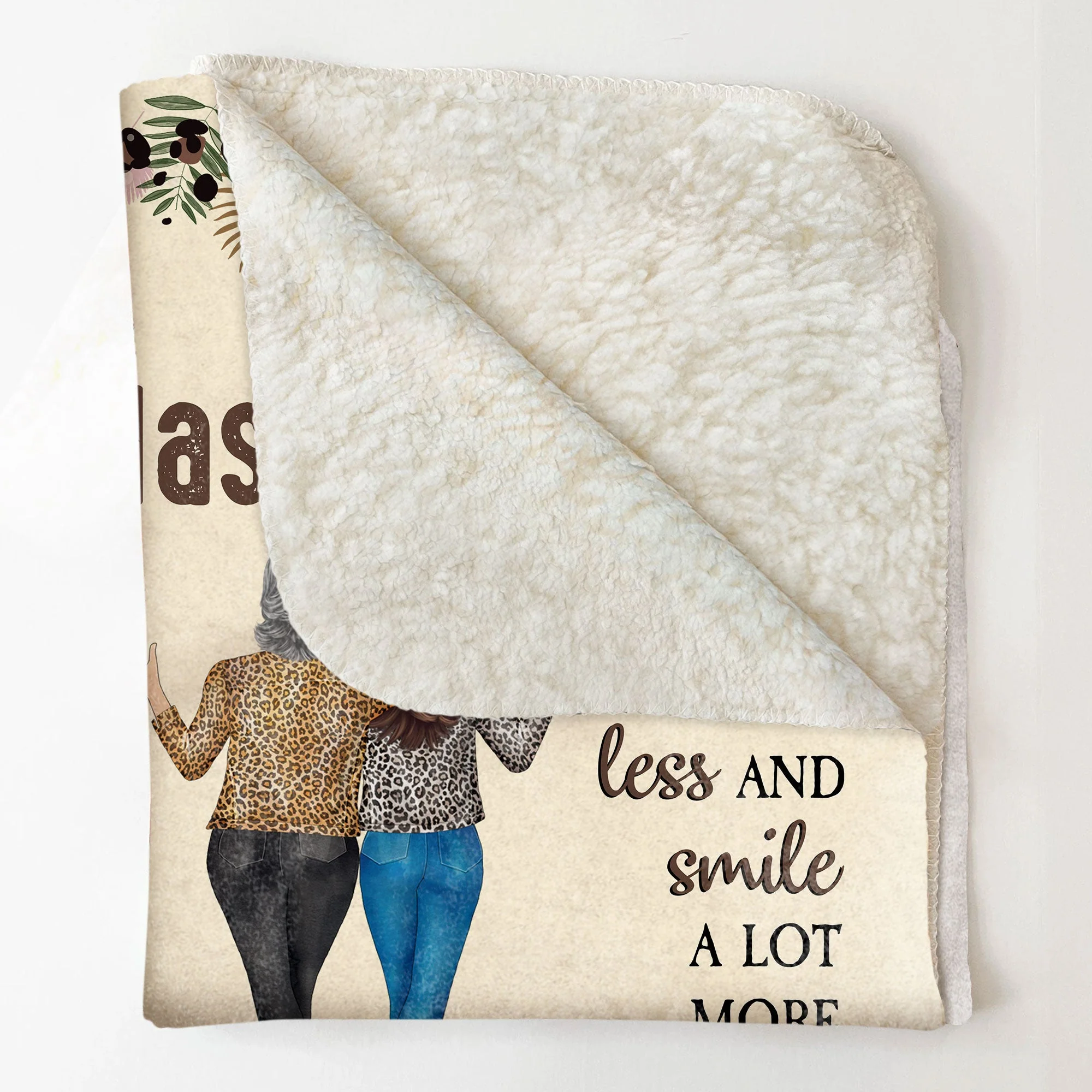 To My Badass Bestie Fleece Blanket, Personalized Friendship Hug Throw, Cute Leopard Floral Design, Creative Gift - Image 6