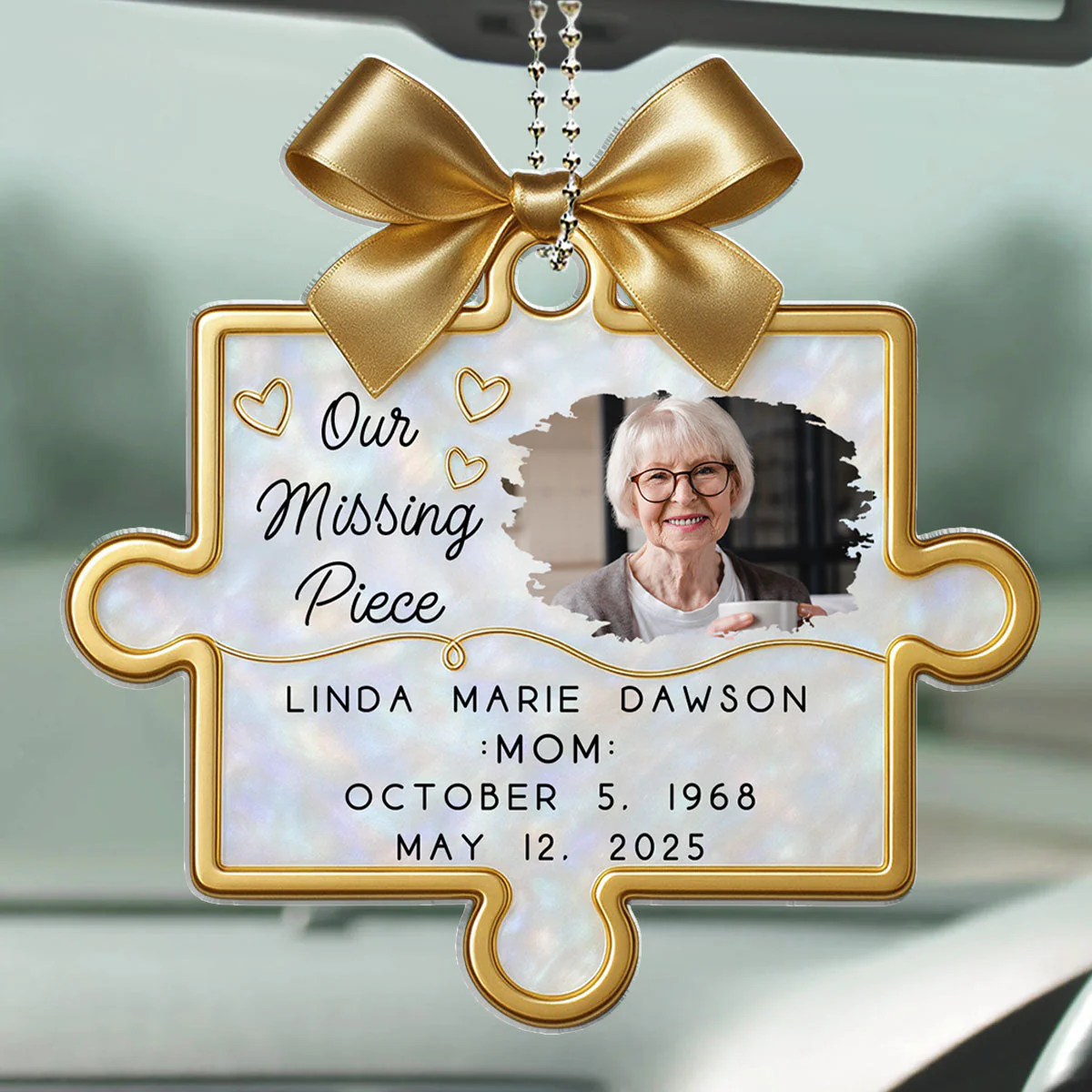 Custom Photo Acrylic Ornament with Puzzle Piece Tribute, Missing-You Keepsake Display, Unique Gift for Family - Image 2
