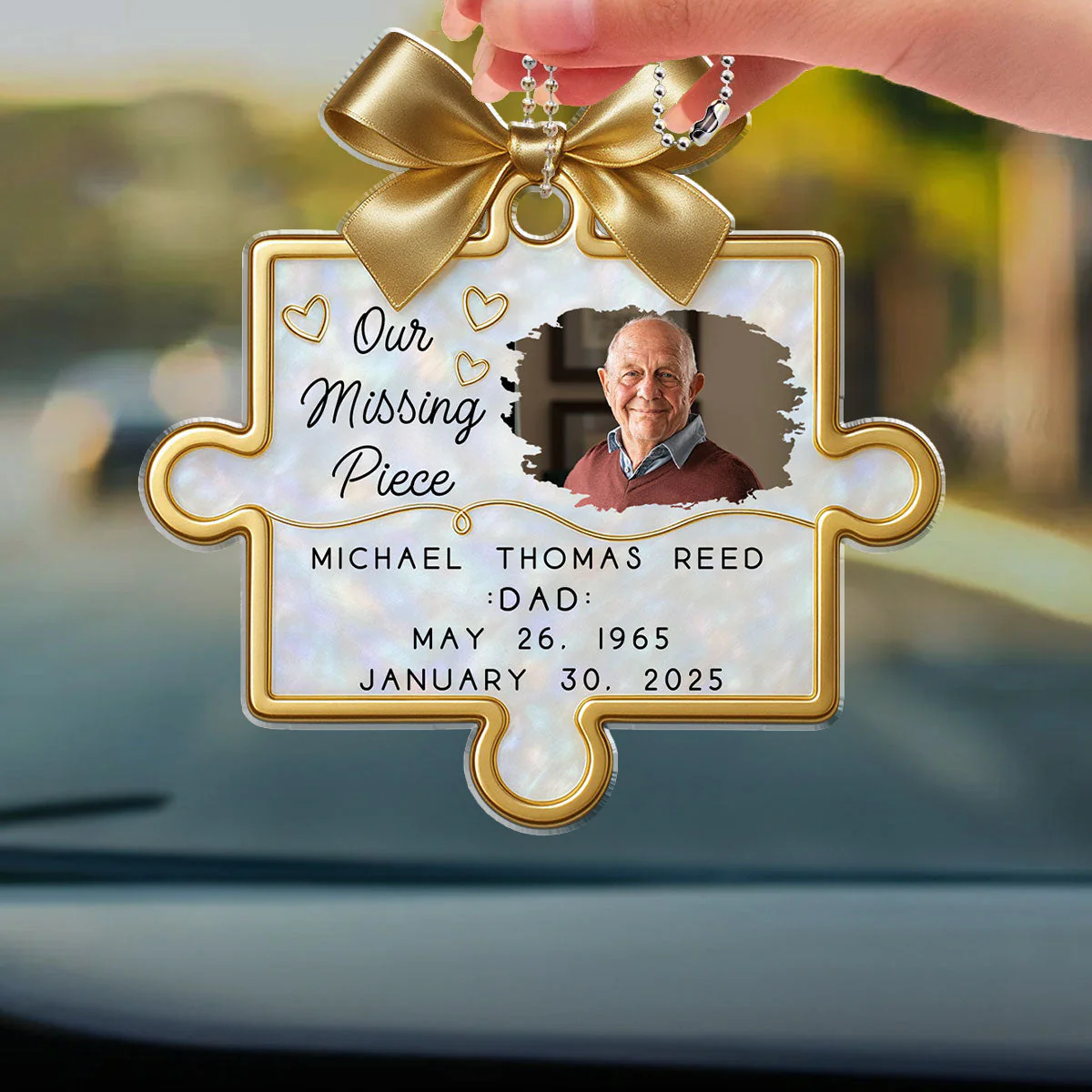 Custom Photo Acrylic Ornament with Puzzle Piece Tribute, Missing-You Keepsake Display, Unique Gift for Family - Image 4