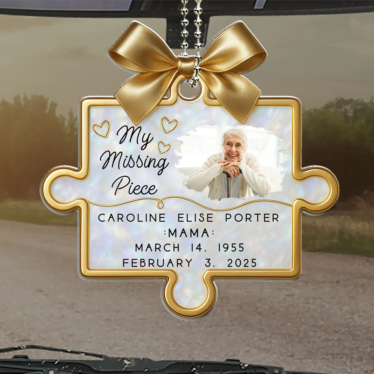 Custom Photo Acrylic Ornament with Puzzle Piece Tribute, Missing-You Keepsake Display, Unique Gift for Family - Image 5