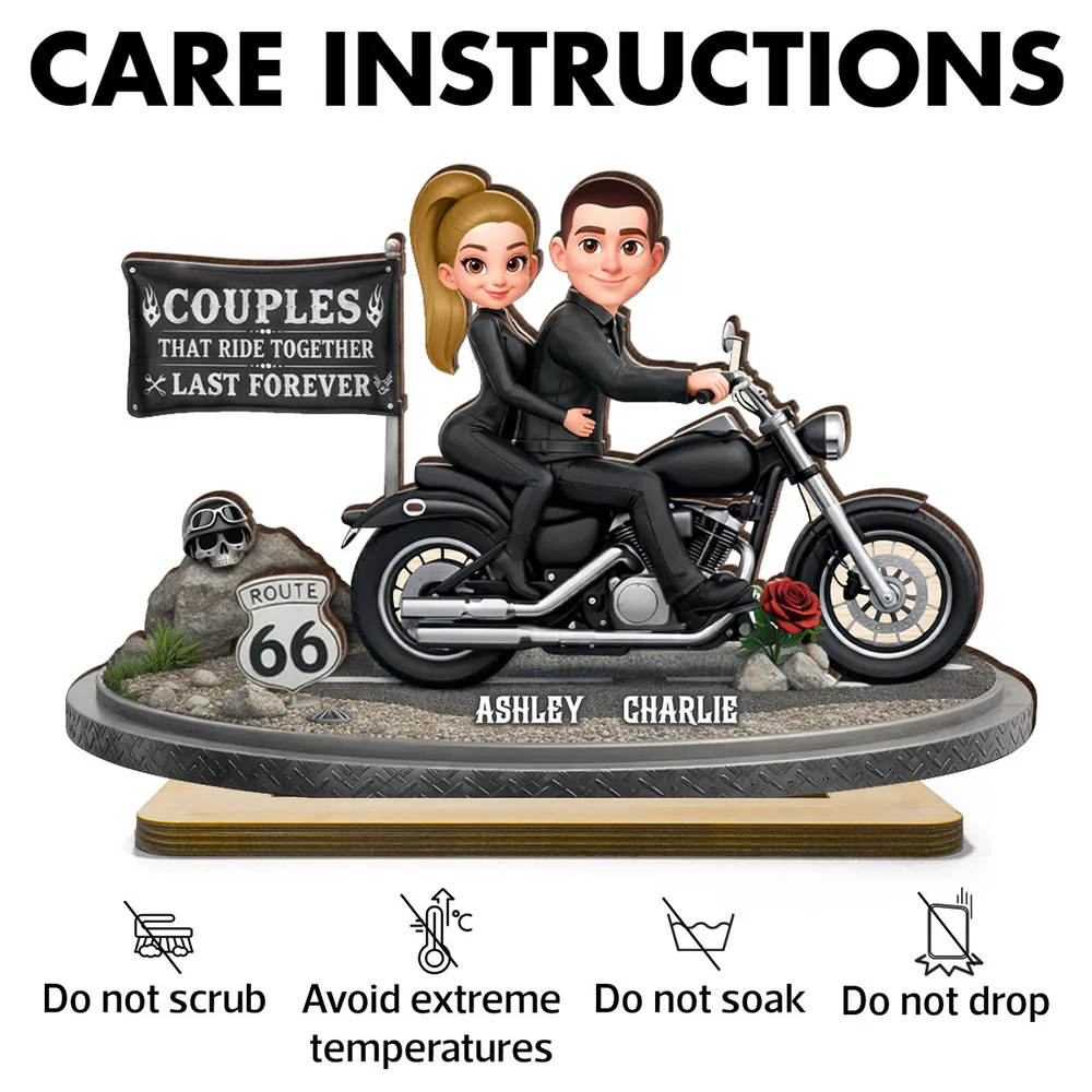2-Layer Wooden Plaque Personalized Couple Riding a Motorcycle Heartfelt Keepsake for Living Room Display Unique Gift for Him & Her - Image 9