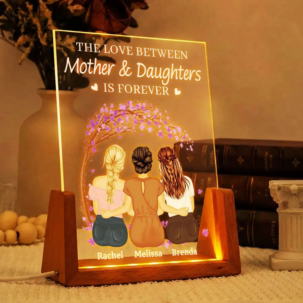LED Light Frame with Mother & Daughters Illustration, Personalized Soft Glow Keepsake for Cozy Night Use, Thoughtful Gift - Image 4