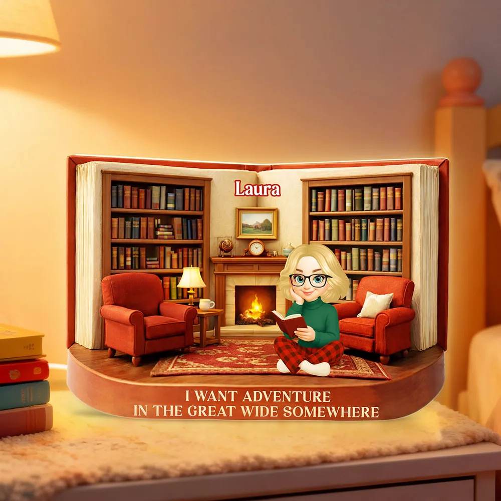 Personalized Acrylic Light Box Just A Girl Who Loves Books Cozy Reading Room Warm Glow Unique Gift for Book Lovers - Image 2