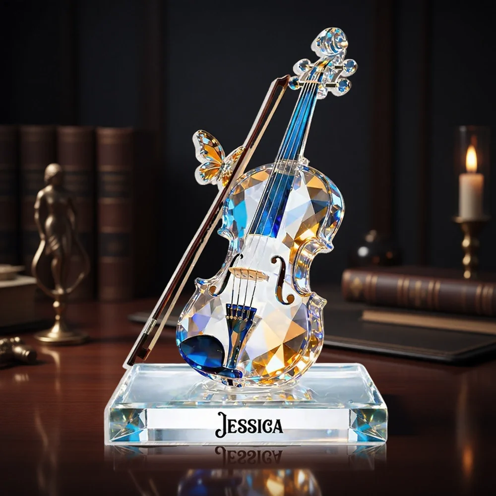 Violin Crystal-Style Shaped Acrylic Block Plaque, Personalized Music Memory Home Accent, Thoughtful Gift For Friend Or Musician