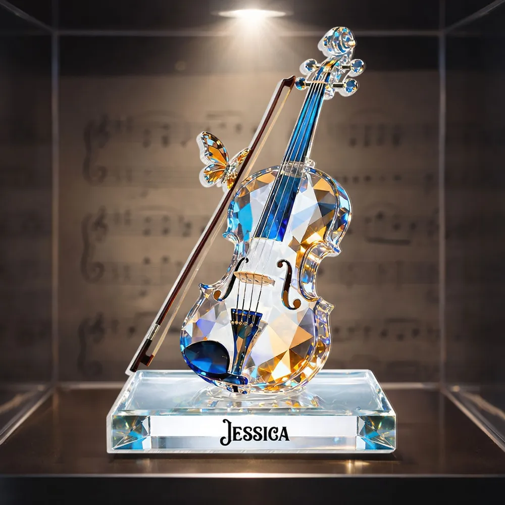 Violin Crystal-Style Shaped Acrylic Block Plaque, Personalized Music Memory Home Accent, Thoughtful Gift For Friend Or Musician - Image 2