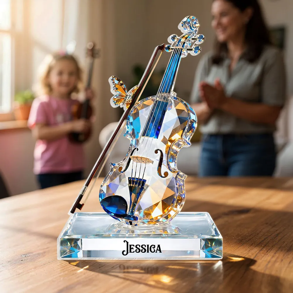 Violin Crystal-Style Shaped Acrylic Block Plaque, Personalized Music Memory Home Accent, Thoughtful Gift For Friend Or Musician - Image 4