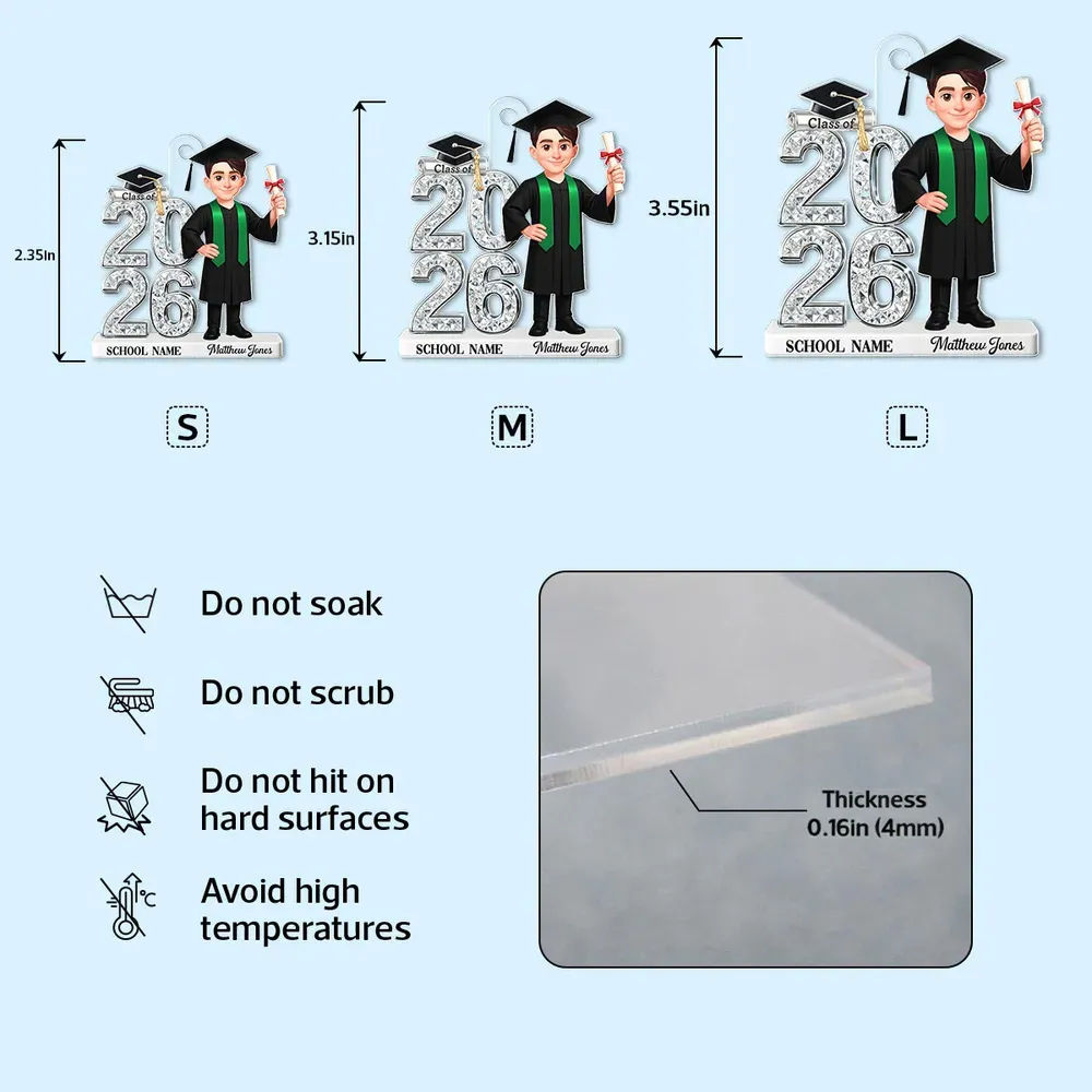 Personalized Graduation Acrylic Keychain Class of 2026 With Cap and Diploma, Unique Gift for Daughter or Son - Image 4