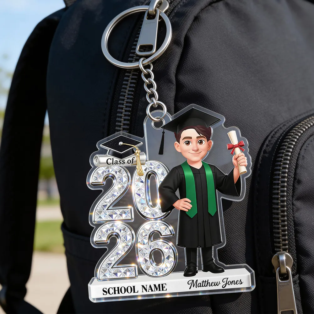 Personalized Graduation Acrylic Keychain Class of 2026 With Cap and Diploma, Unique Gift for Daughter or Son - Image 6