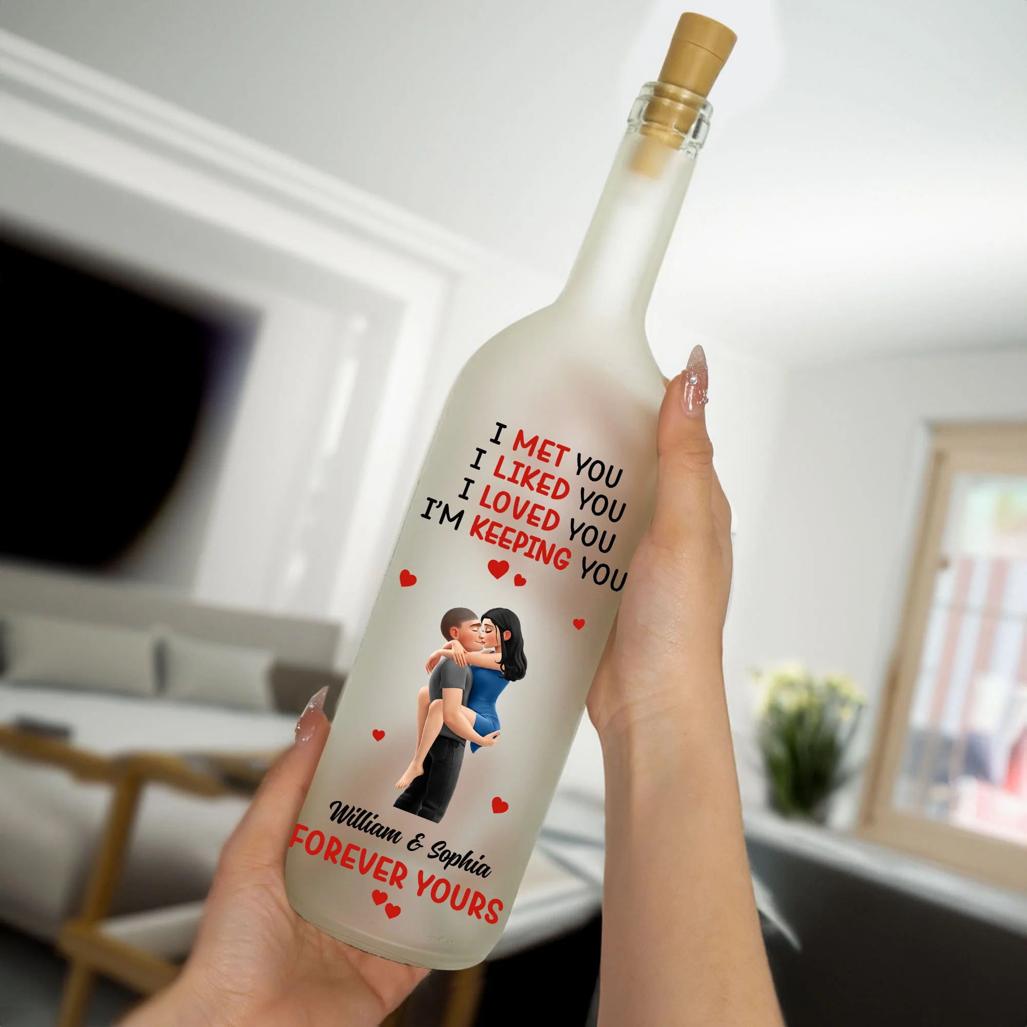 Personalized Bottle Lamp With Love Quote And Calendar Date, Cozy Warm Glow Bedroom Accent, Unique Gift For Couple - Image 3
