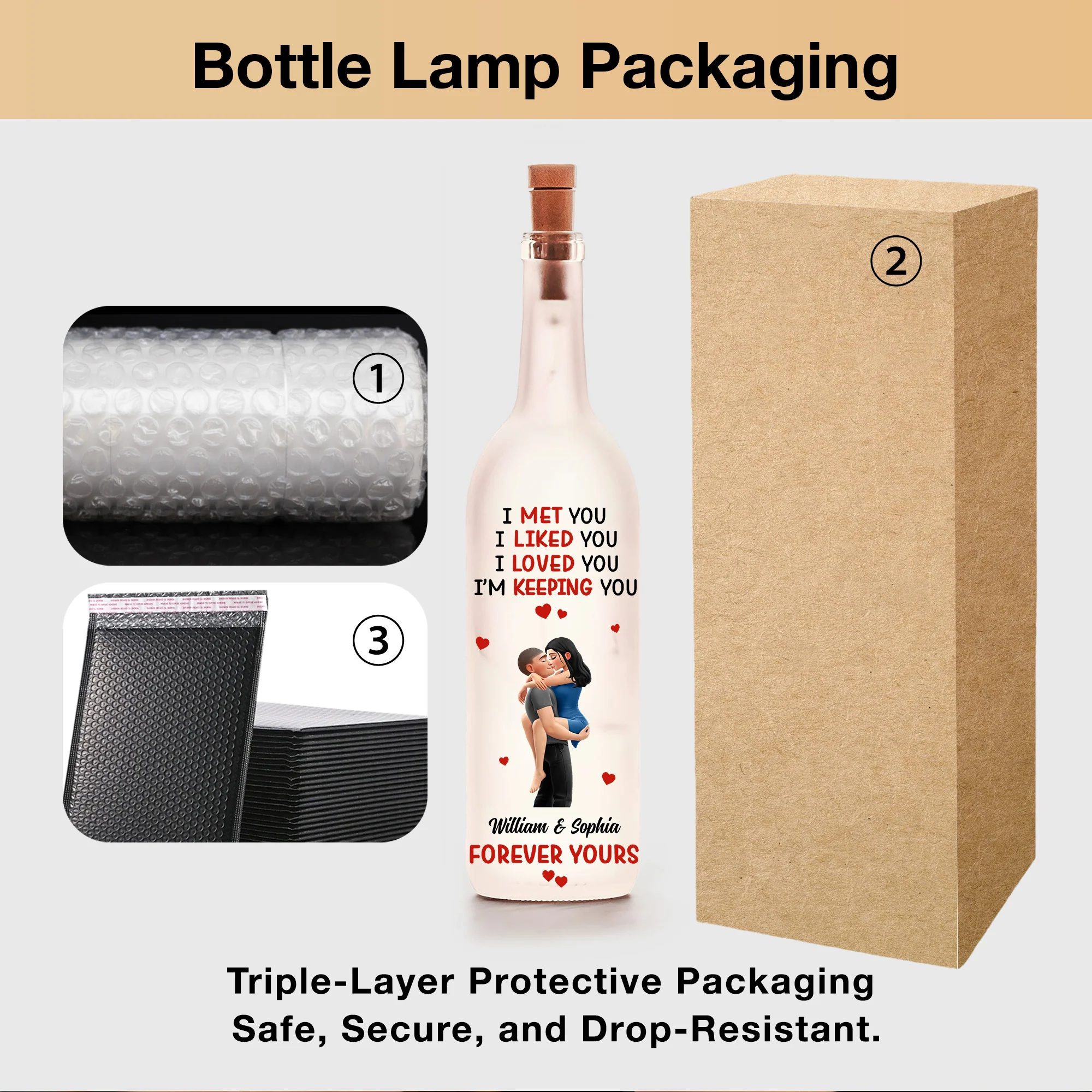 Personalized Bottle Lamp With Love Quote And Calendar Date, Cozy Warm Glow Bedroom Accent, Unique Gift For Couple - Image 5