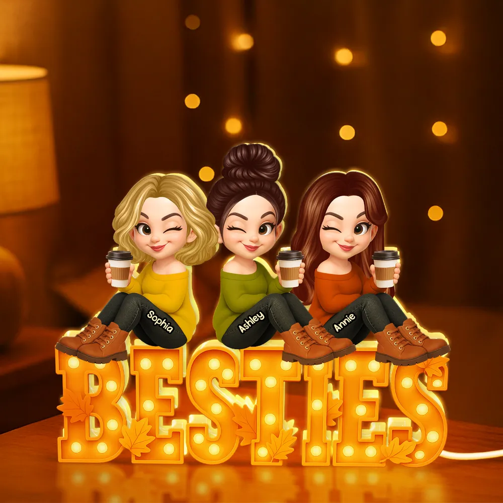 Besties Acrylic Light Box Personalized Friendship Keepsake, Cozy Bedroom Bookshelf Glow, Unique Gift for Best Friends