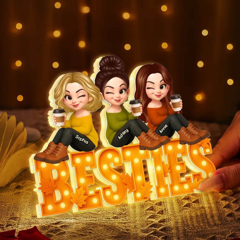 Besties Acrylic Light Box Personalized Friendship Keepsake, Cozy Bedroom Bookshelf Glow, Unique Gift for Best Friends - Image 3