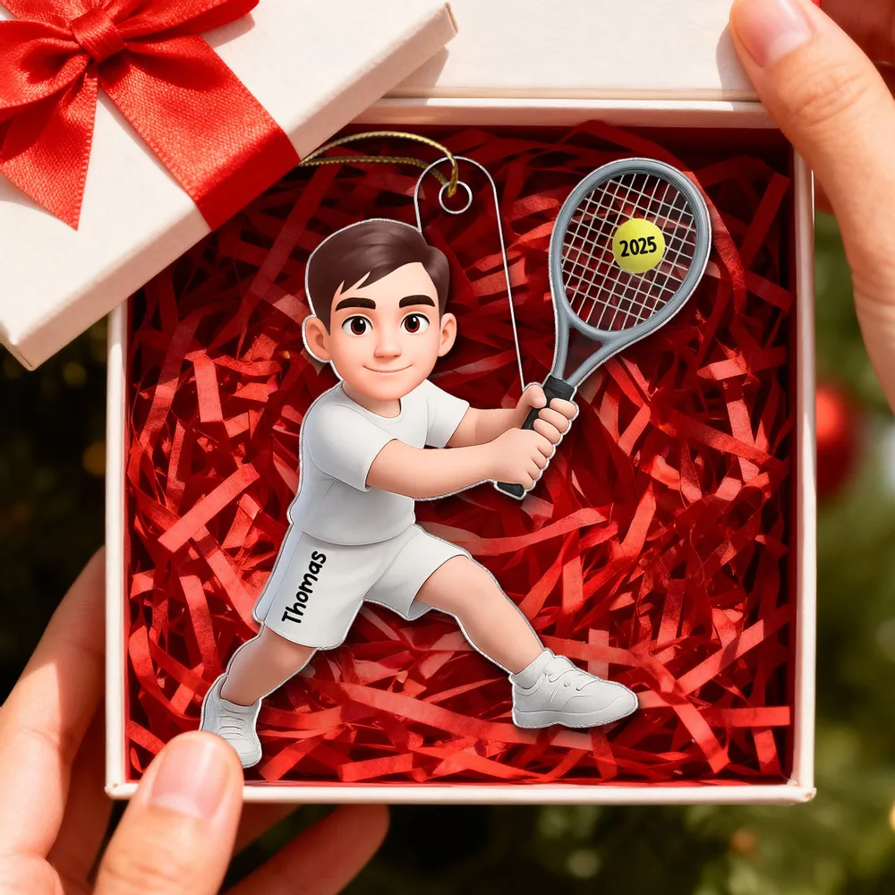 Personalized Tennis Player Acrylic Ornament for Christmas Tree Decor, Cute Cartoon Style Unique Gift for Tennis Lovers - Image 5