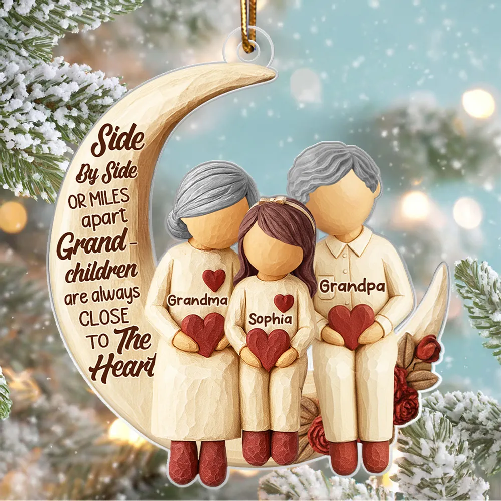 Acrylic Ornament with Grandma and Grandchild Moon Quote Heartwarming Personalized Keepsake for Long-Distance Family Unique Gift - Image 5