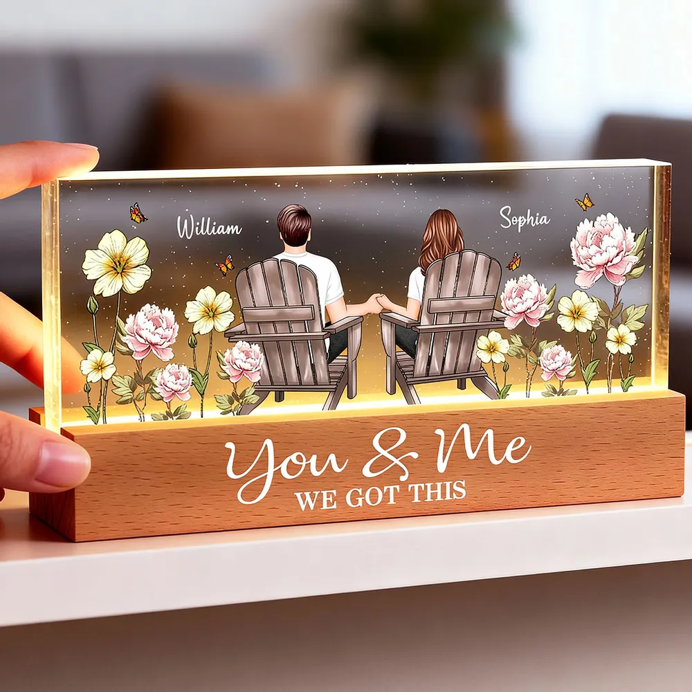 Personalized Block LED Light Plaque with Couple Holding Hands in Adirondack Chairs, Romantic Night Light Gift for Him or Her - Image 10