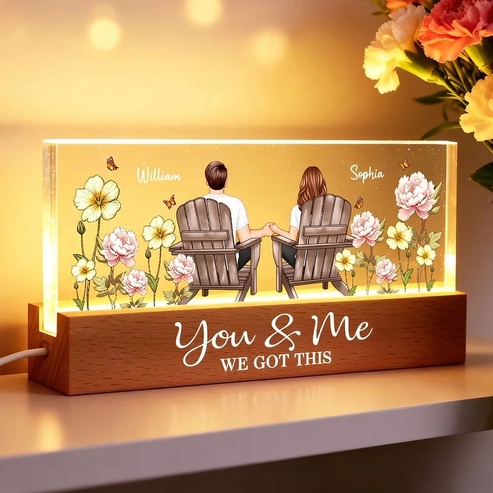 Personalized Block LED Light Plaque with Couple Holding Hands in Adirondack Chairs, Romantic Night Light Gift for Him or Her - Image 14