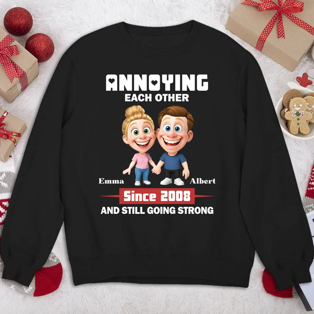 Personalized Classic Tee with Cute Couple Holding Hands - Annoying Each Other Fun Gift for Couples - Image 3