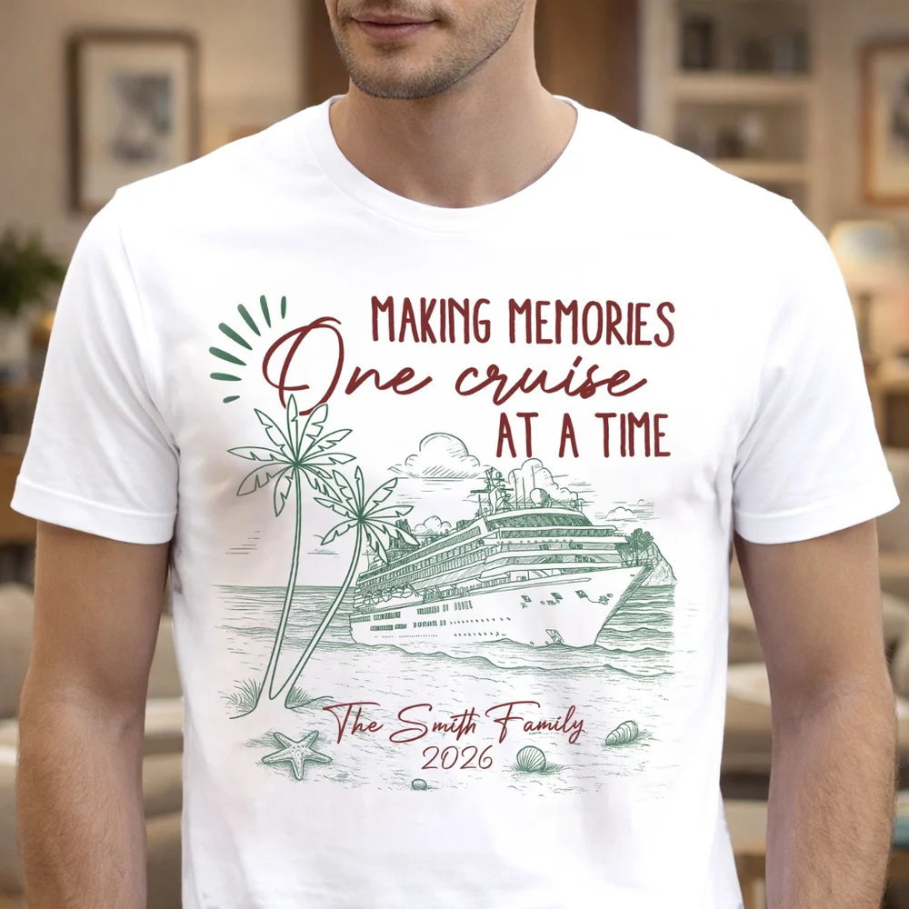Personalized Cruise Memory Classic Tee with Ocean Liner Sketch for Travel Lovers - Unique Family Vacation Gift - Image 4