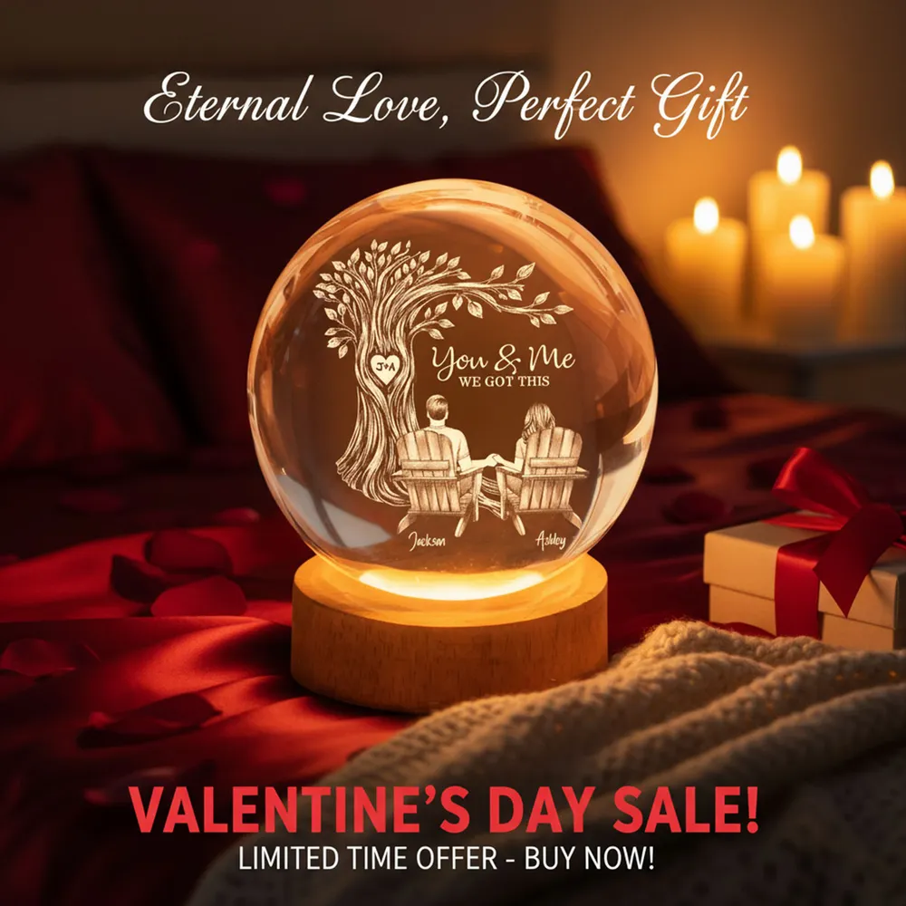 Personalized Globe Lamp with You & Me Couple Under Tree Design - Cozy Romantic Night Glow, Unique Gift for Couples - Image 8