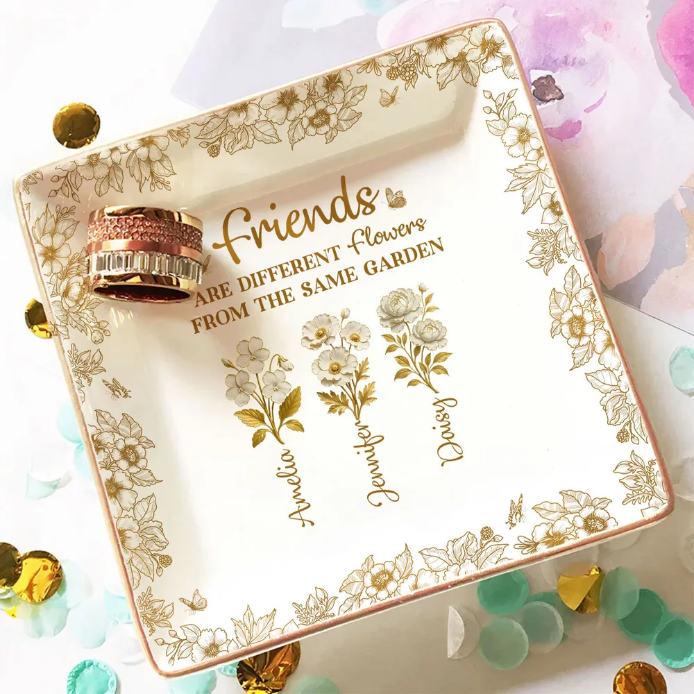 Personalized Sisters Jewelry Dish, Same Garden Floral Quote Vanity Decor, Unique Gift for Sister - Image 3