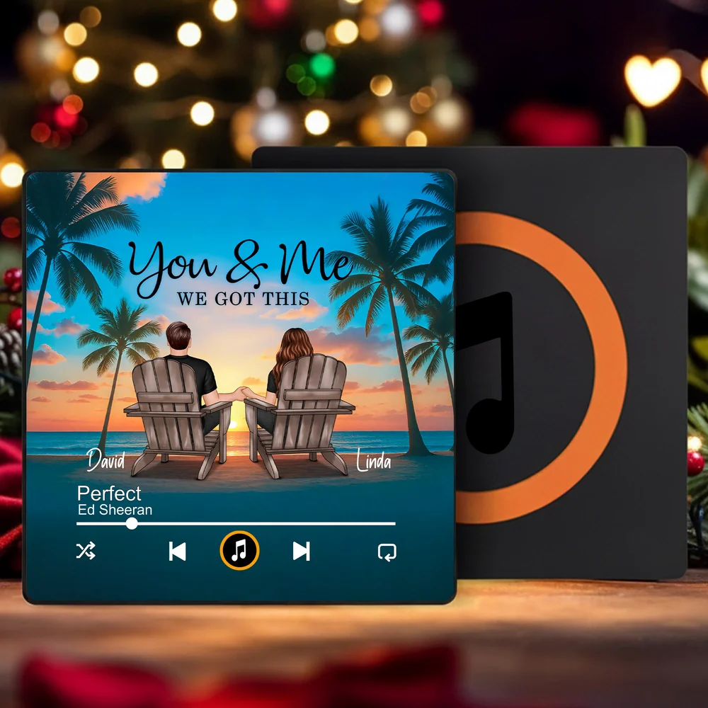 Acrylic Music Magnet Personalized You & Me Beach Sunset Couple Gift A Creative Romantic Keepsake for Anniversary or Mother's Day