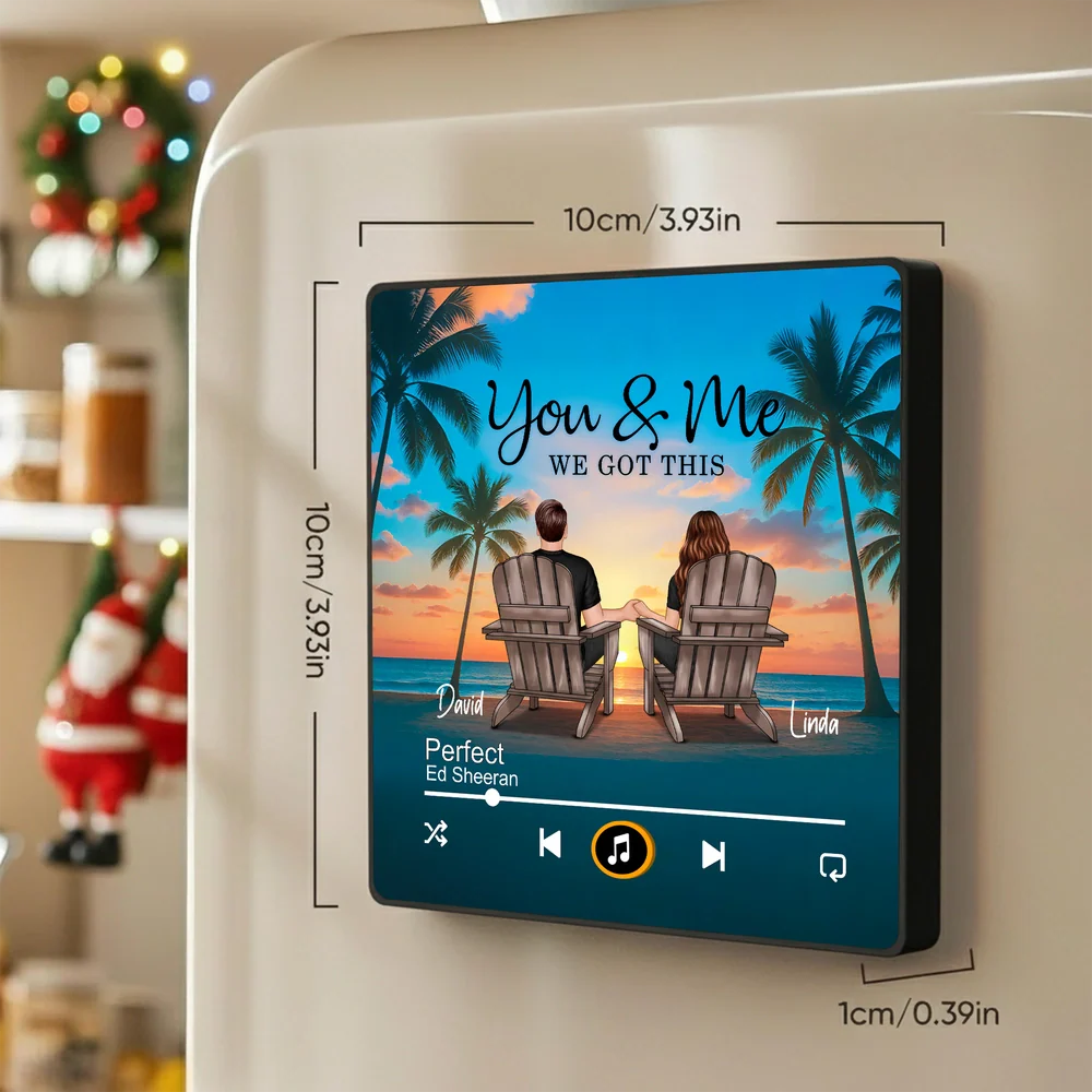 Acrylic Music Magnet Personalized You & Me Beach Sunset Couple Gift A Creative Romantic Keepsake for Anniversary or Mother's Day - Image 4